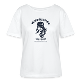 Relaxed Rundhals Frauen Bio-T-Shirt -windsurfing girl power- - Weiß