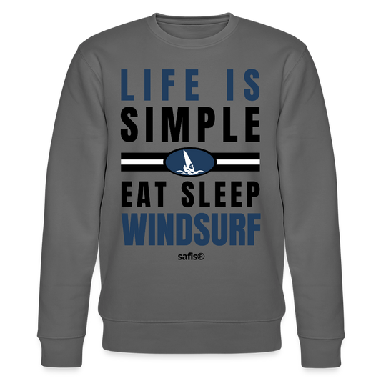 Männer Pullover Windsurfen safis -eat sleep windsurf- Unisex Bio-Sweatshirt CHANGER - Anthrazit