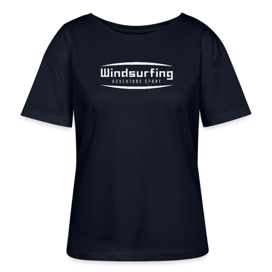 Relaxed Rundhals Frauen Bio-T-Shirt -adventure sport- - Navy
