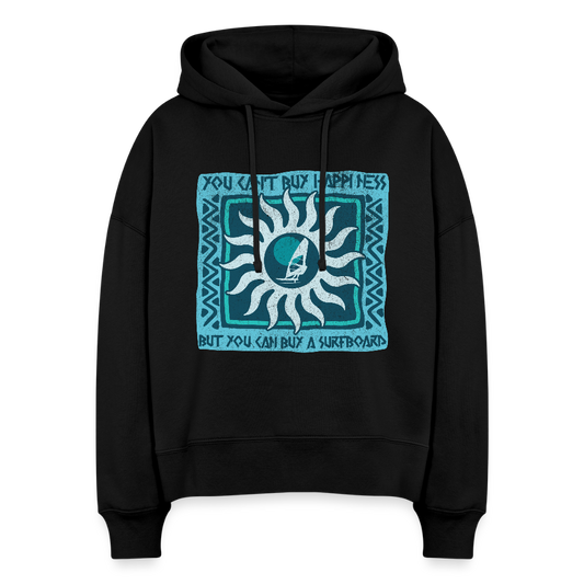 Boxy Frauen Bio Hoodie -buy happiness- - Schwarz