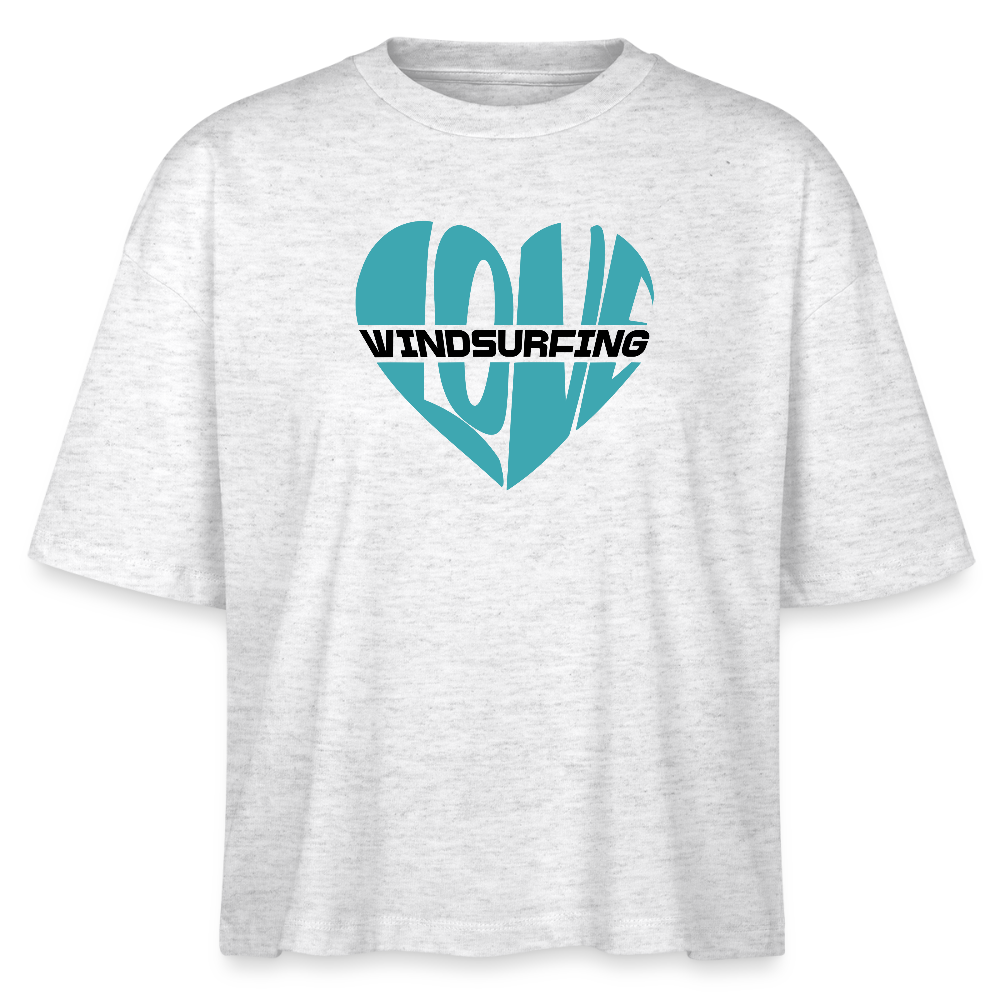 Frauen Boxy Bio-T-Shirt -Herz- - Weiß meliert