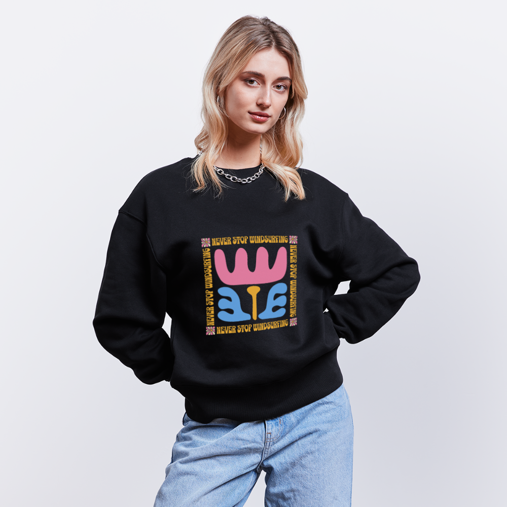 Unisex Oversize Bio Pullover -wavy- - Schwarz