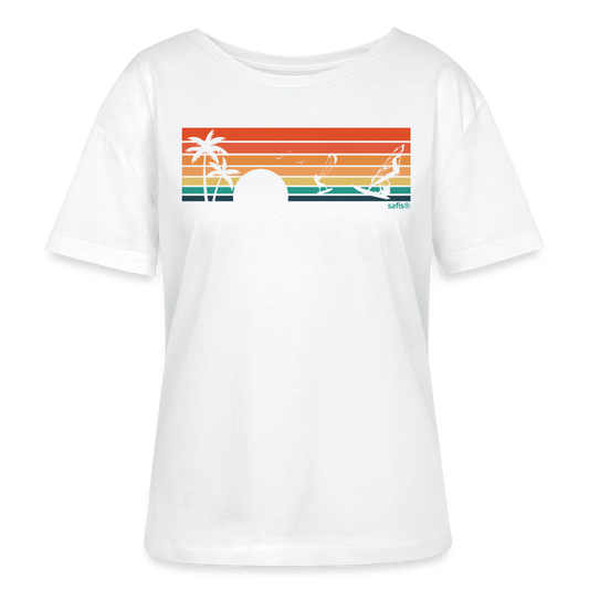 safis® Nachhaltige Windsurf-Kleidung-sunset- Stanley/Stella Relaxed Rundhals Frauen Bio-T-Shirt SERENA - Weiß