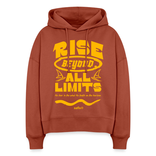 safis® nachhaltige Windsurfkleidung -rise all limits- Boxy Frauen Bio Hoodie Nora - Terrakotta