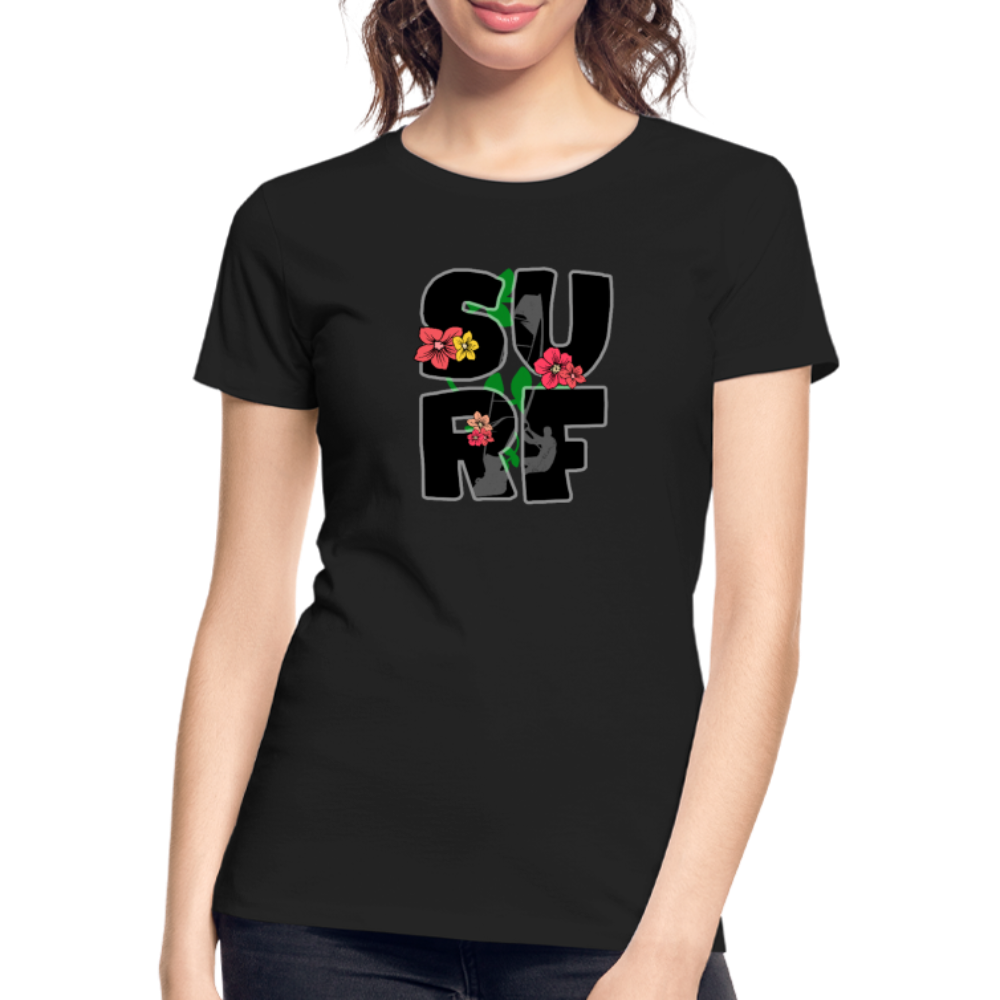 Frauen Premium Bio T-Shirt -surf girl- - Schwarz