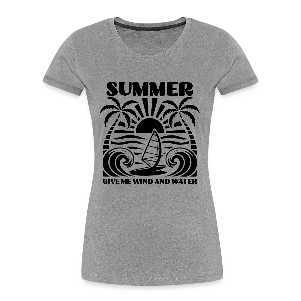 Safis Shop Frauen Premium Bio T-Shirt -give me wind and water- - Grau meliert