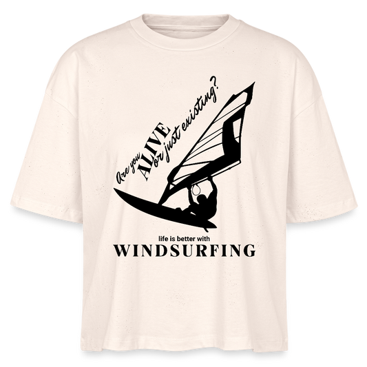 Surf und Streetstyle Bekleidung - T Shirt Windsurf -are you alive- - Weißgrau