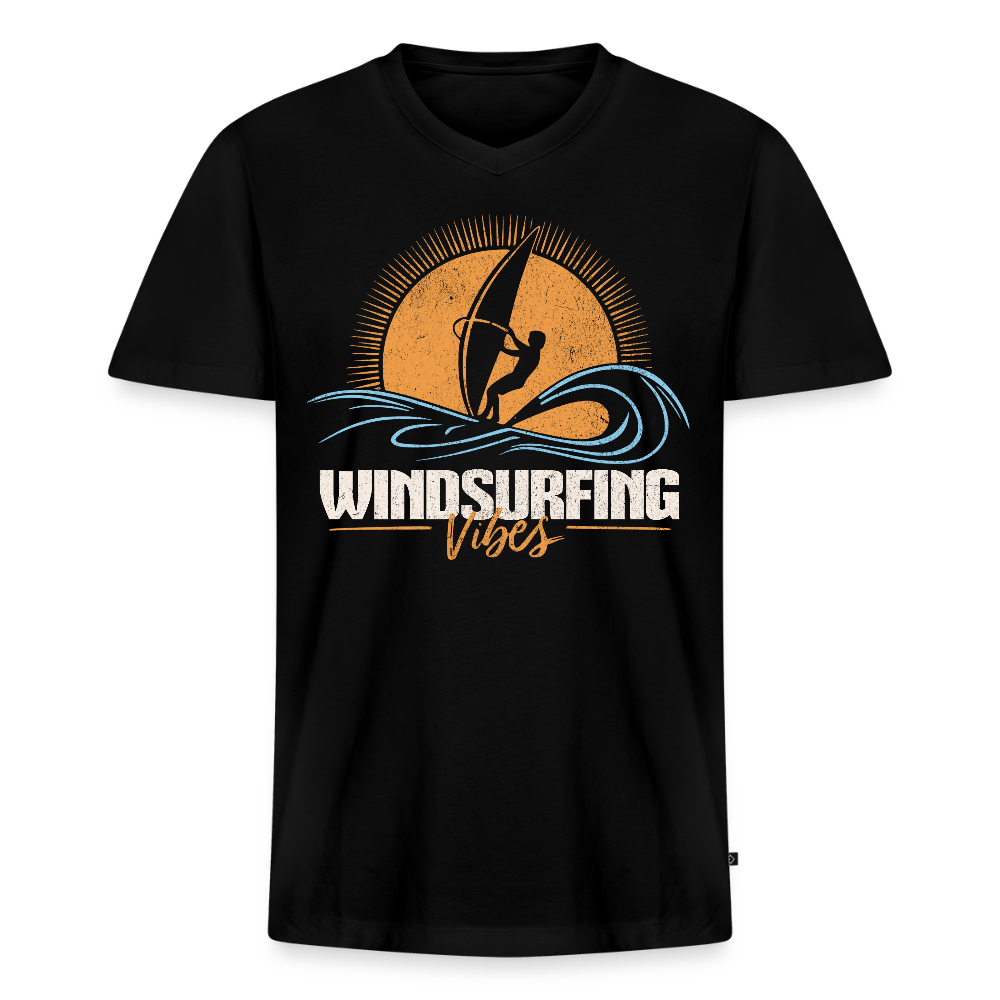 Männer Bio-T-Shirt mit V-Ausschnitt-vibes- - Schwarz