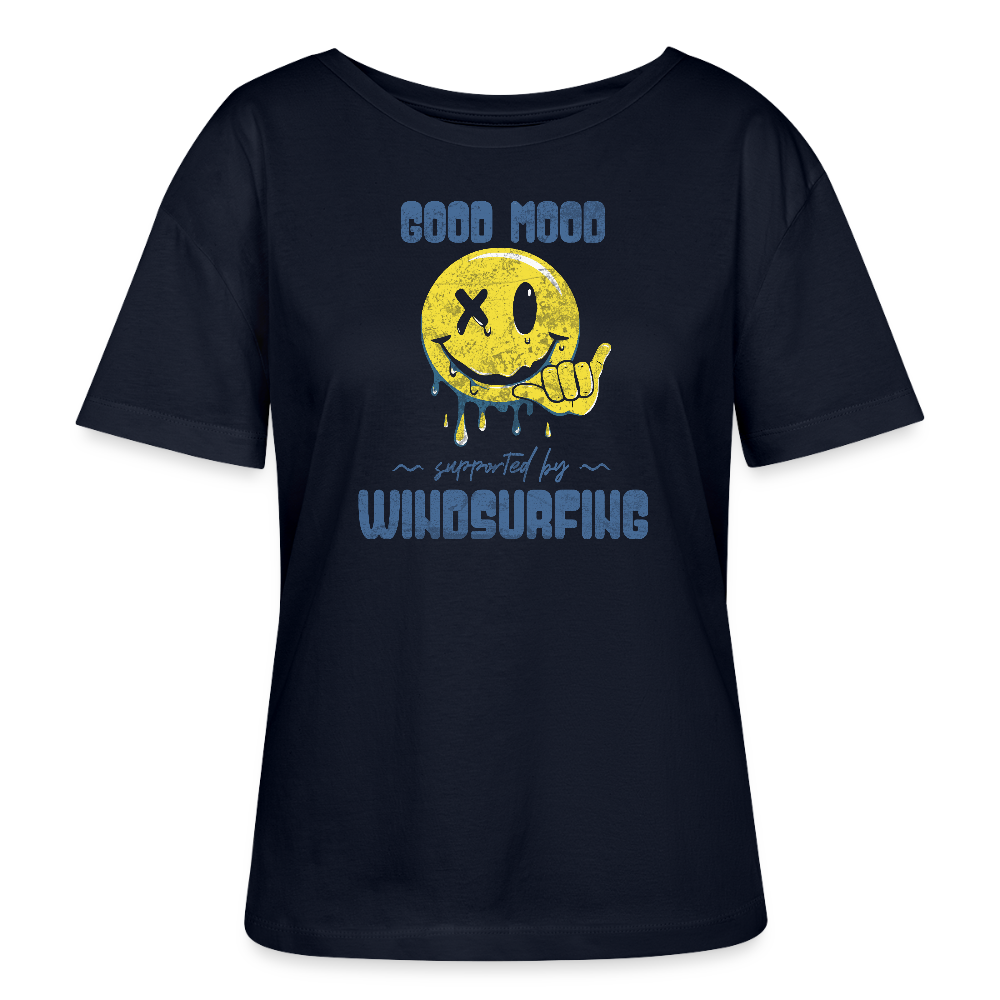 Relaxed Rundhals Frauen Bio-T-Shirt -smiley- - Navy