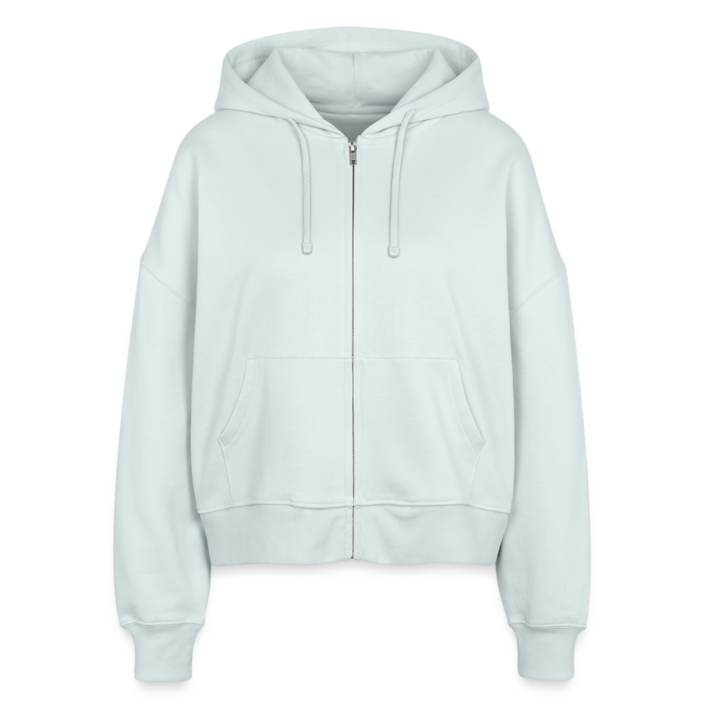 Boxy Frauen Bio Zip Hoodie -summer beach- - Eisblau
