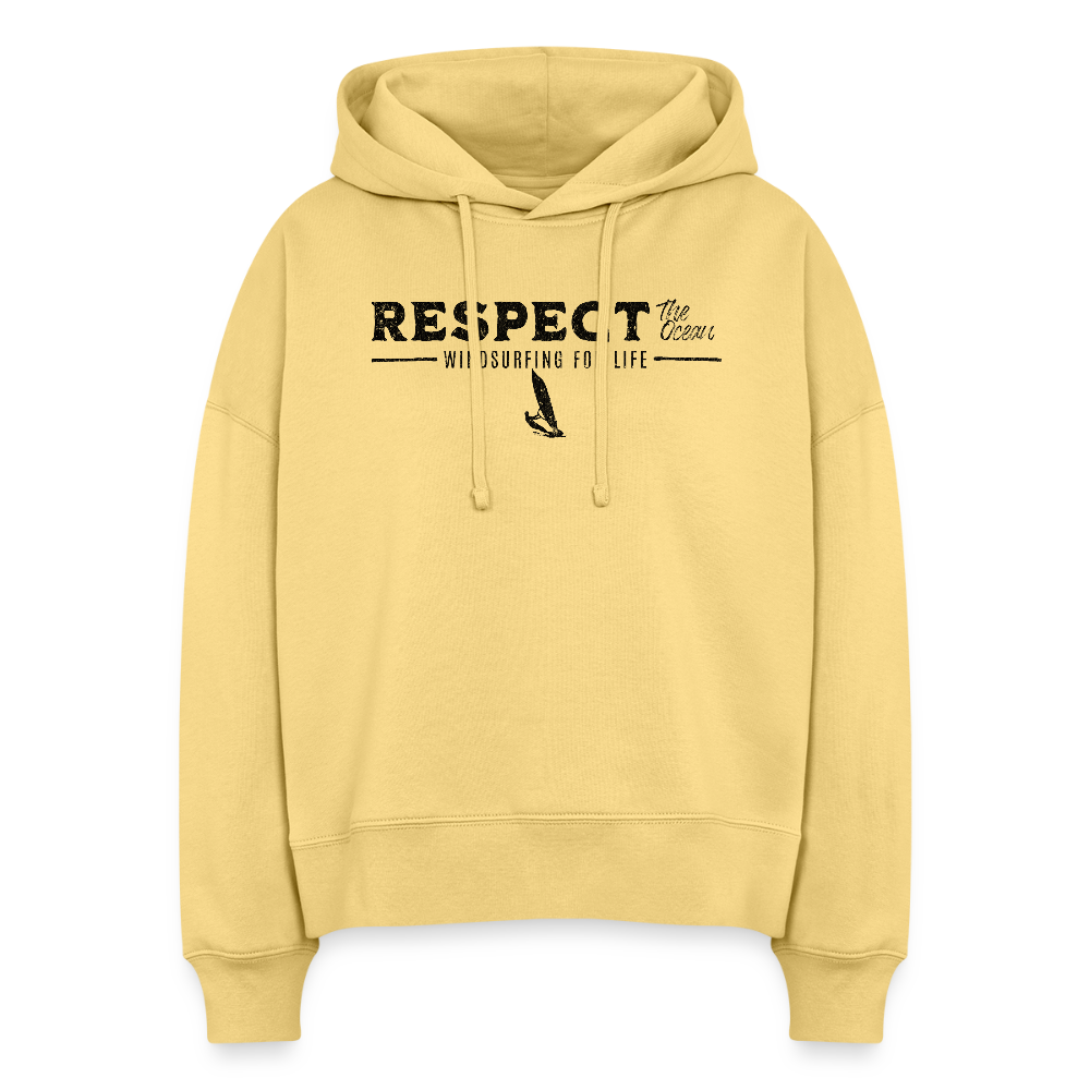 Boxy Frauen Bio Hoodie -respect- - Hellgelb