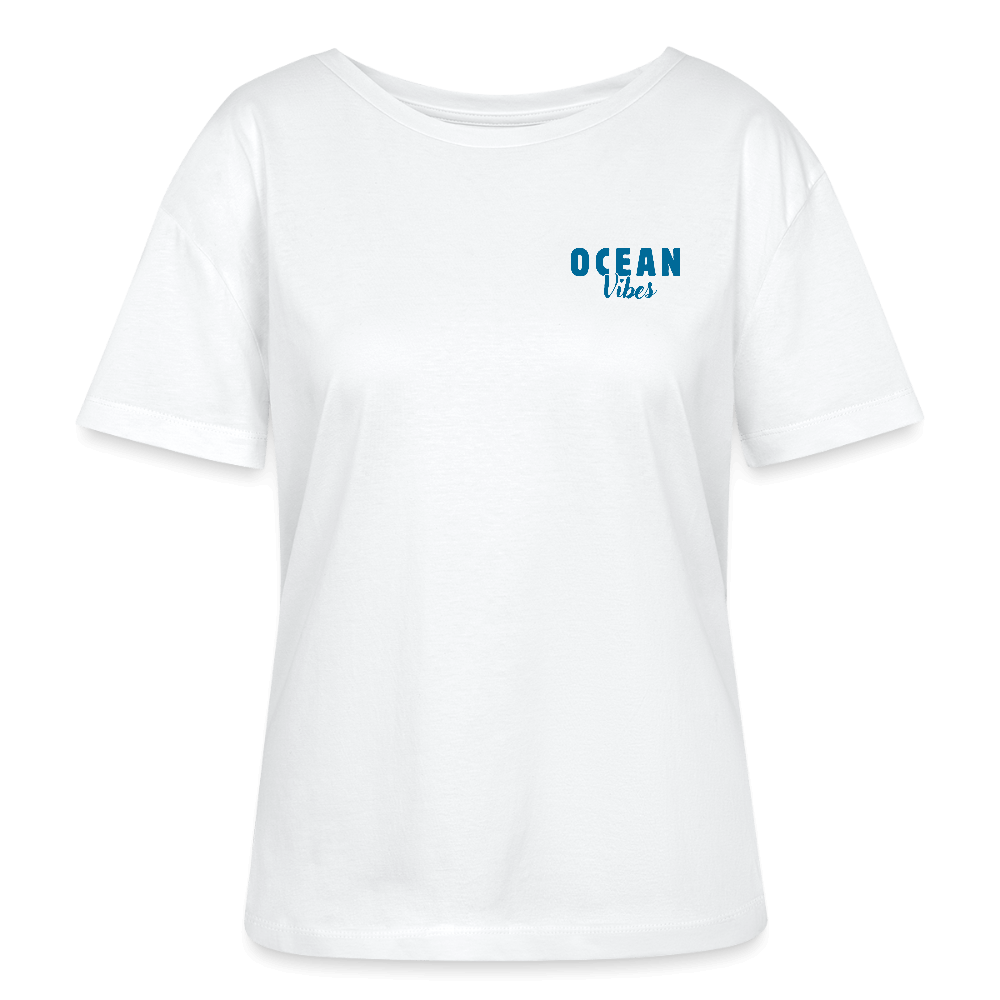 Relaxed Rundhals Frauen Bio-T-Shirt -happiest- - Weiß