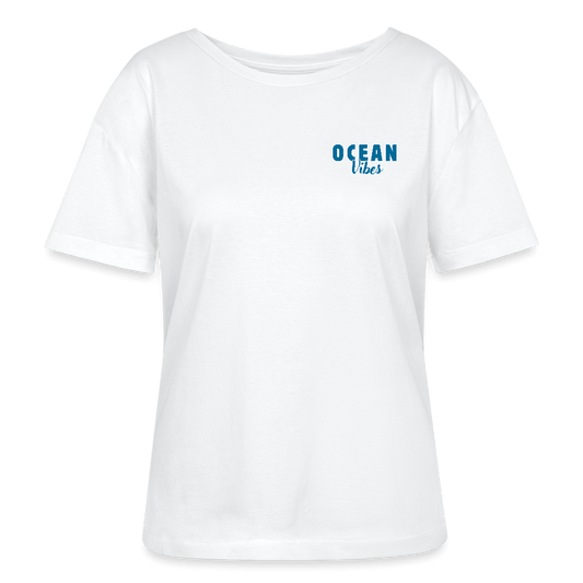 Relaxed Rundhals Frauen Bio-T-Shirt -happiest- - Weiß