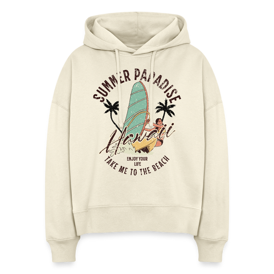 Boxy Frauen Bio Hoodie -enjoy life- - Weißgrau