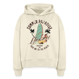 Boxy Frauen Bio Hoodie -enjoy life- - Weißgrau