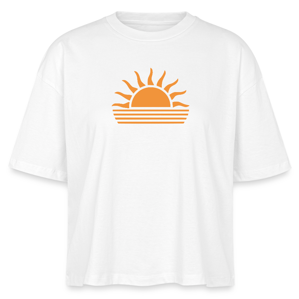 Frauen Boxy Bio-T-Shirt -sunset- - Weiß