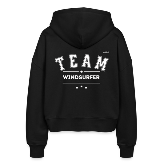 Boxy Frauen Bio Zip Hoodie Ida - Schwarz