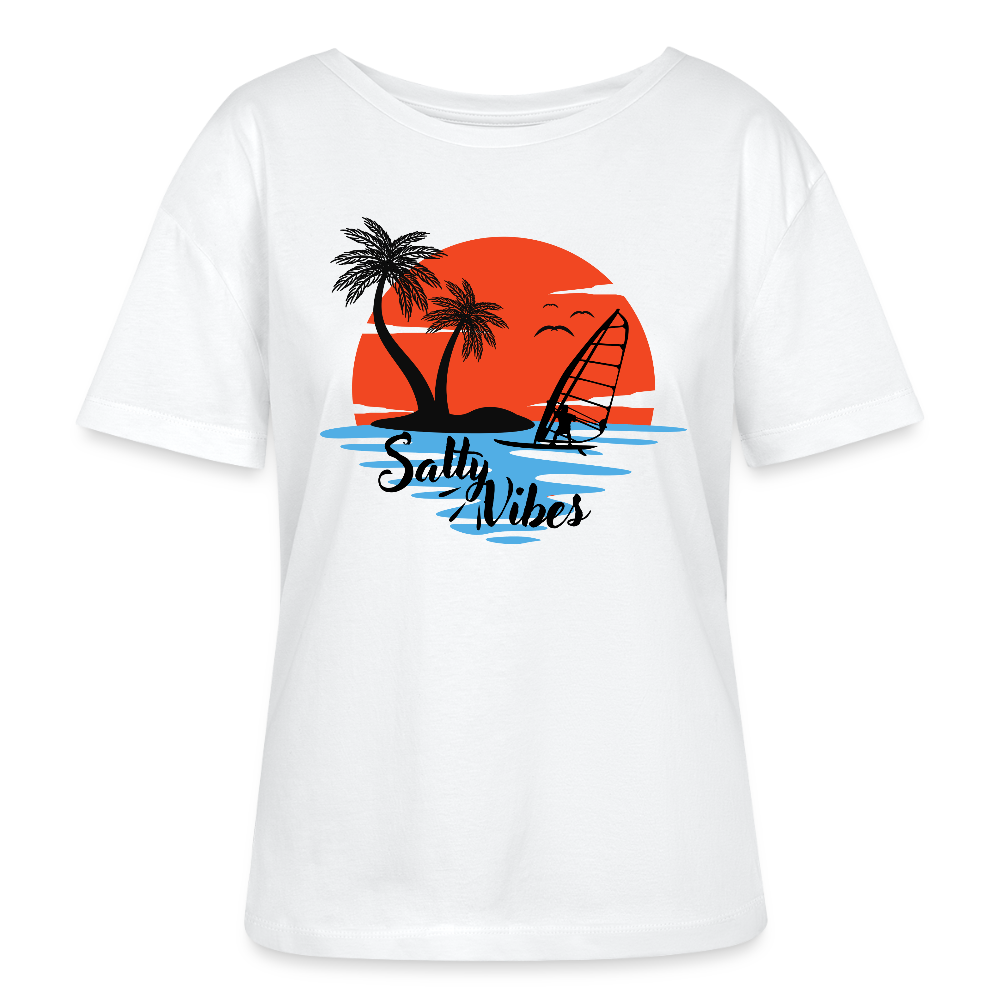 Relaxed Rundhals Frauen Bio-T-Shirt -salty vibes- - Weiß