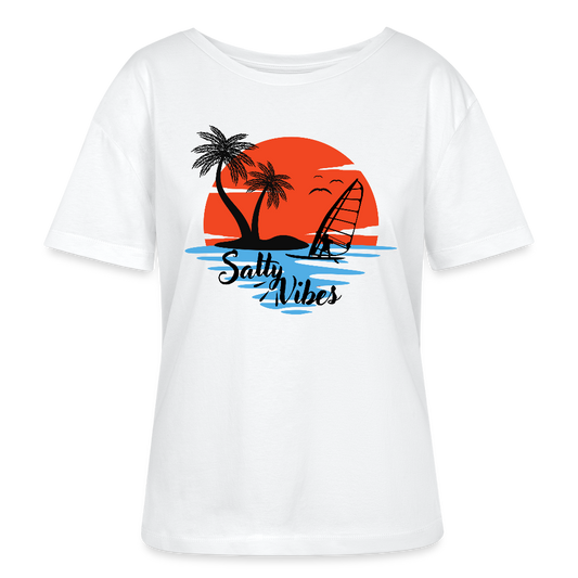 Relaxed Rundhals Frauen Bio-T-Shirt -salty vibes- - Weiß