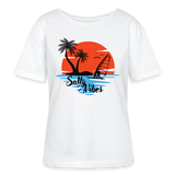 Relaxed Rundhals Frauen Bio-T-Shirt -salty vibes- - Weiß