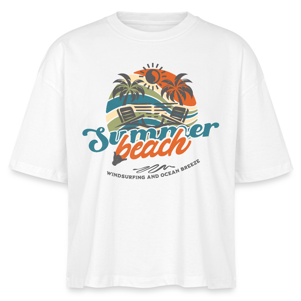Frauen Boxy Bio-T-Shirt -summer beach- - Weiß