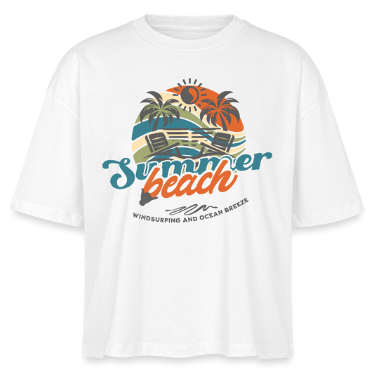 Frauen Boxy Bio-T-Shirt -summer beach- - Weiß