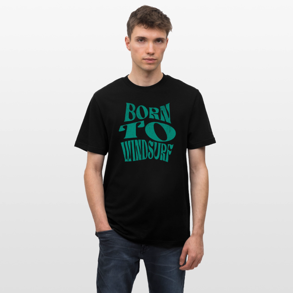 Relaxed Fit Unisex Bio-T-Shirt -born to windsurf- - Schwarz