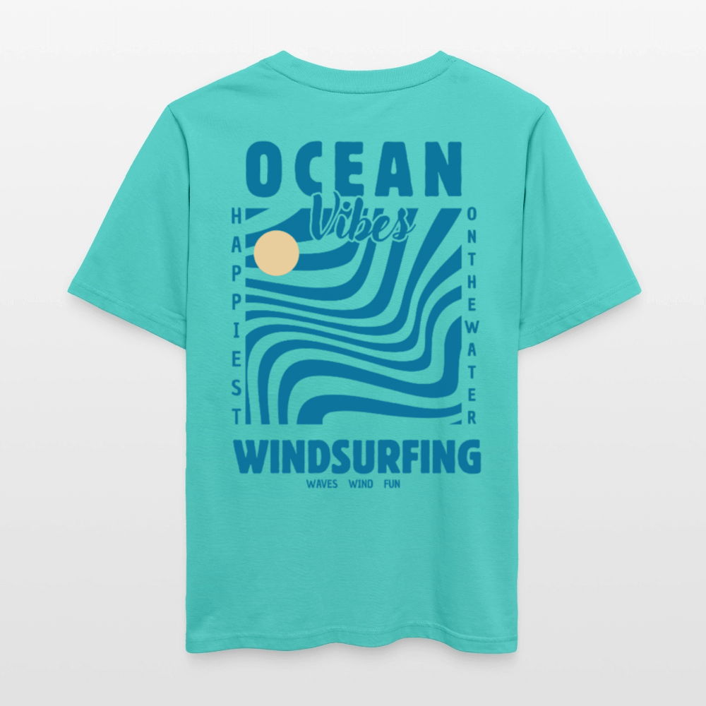 Relaxed Fit Unisex Bio-T-Shirt -happiest- - Poolblau