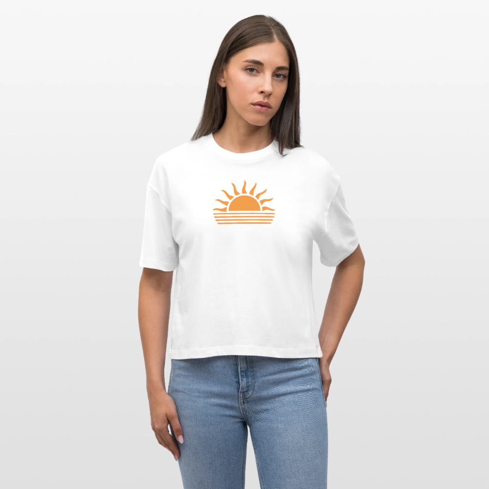 Frauen Boxy Bio-T-Shirt -sunset- - Weiß