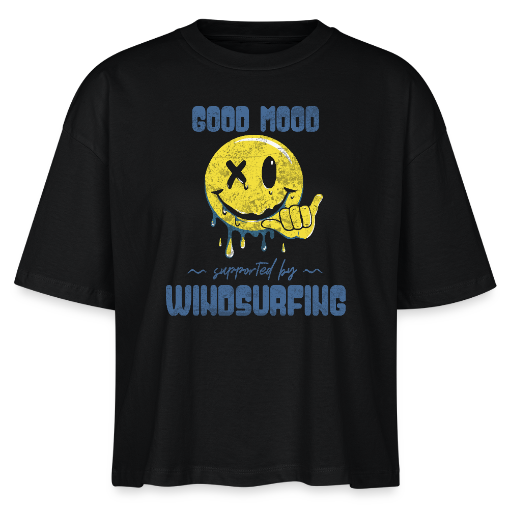Frauen Boxy Bio-T-Shirt -smiley- - Schwarz