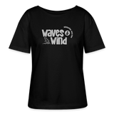 Relaxed Rundhals Frauen Bio-T-Shirt -waves & wind- - Schwarz