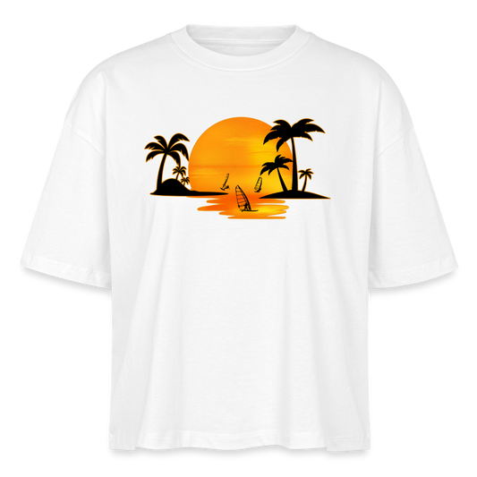 Frauen Boxy Bio-T-Shirt Nova -sunset- - Weiß