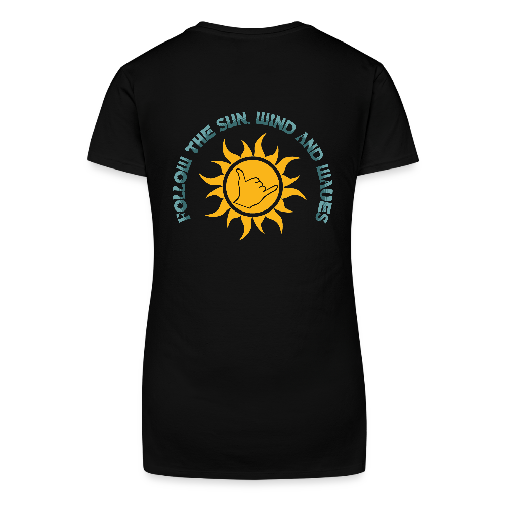 Bio Frauen T-Shirt mit V-Ausschnitt -follow me- - Schwarz