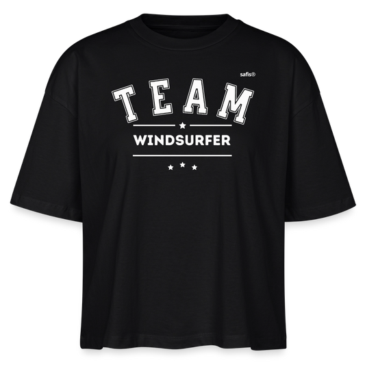 Frauen Boxy Bio-T-Shirt - Team Windsurfer - - Schwarz