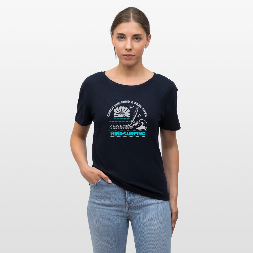 Relaxed Rundhals Frauen Bio-T-Shirt -adventure- - Navy