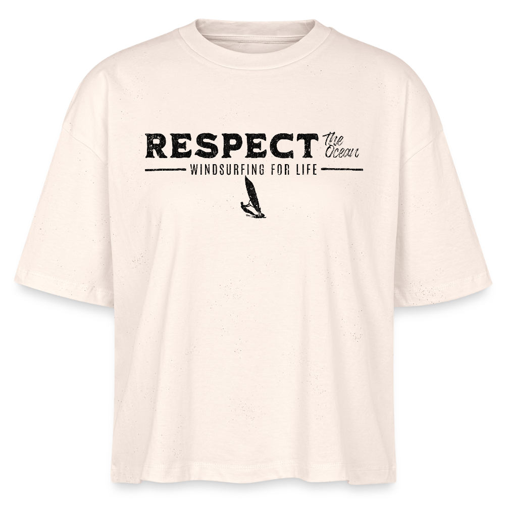Frauen Boxy Bio-T-Shirt -respect- - Weißgrau