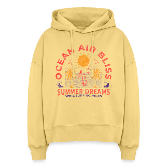 Boxy Frauen Bio Hoodie -ocean air bliss- - Hellgelb