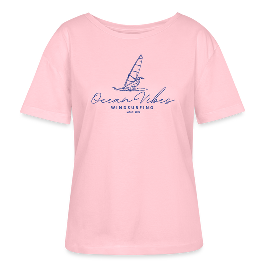 Relaxed Rundhals Frauen Bio-T-Shirt -ocean vibes windsurfing- - Hellrosa