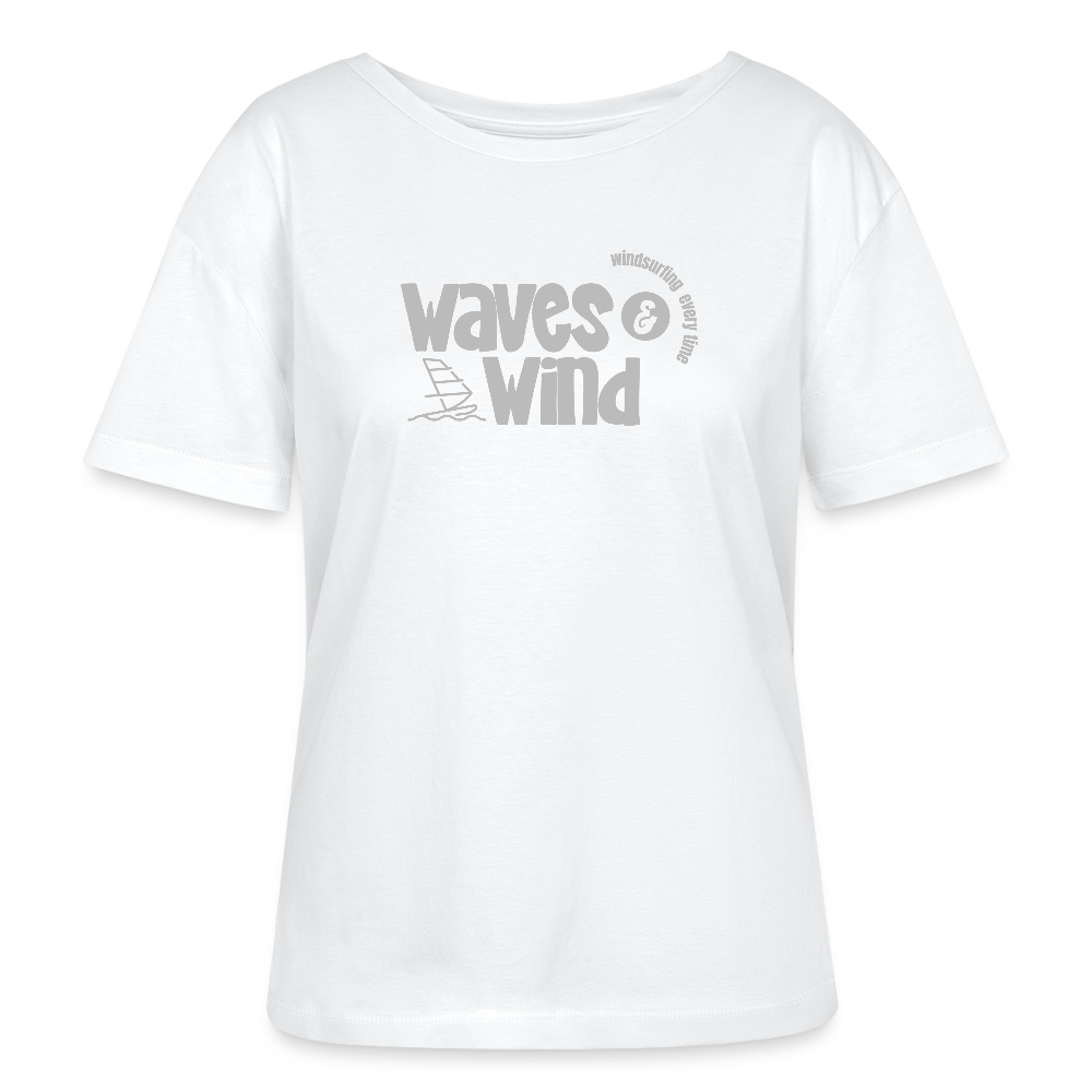 Relaxed Rundhals Frauen Bio-T-Shirt -waves & wind- - Weiß
