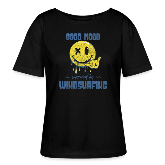 Relaxed Rundhals Frauen Bio-T-Shirt -smiley- - Schwarz