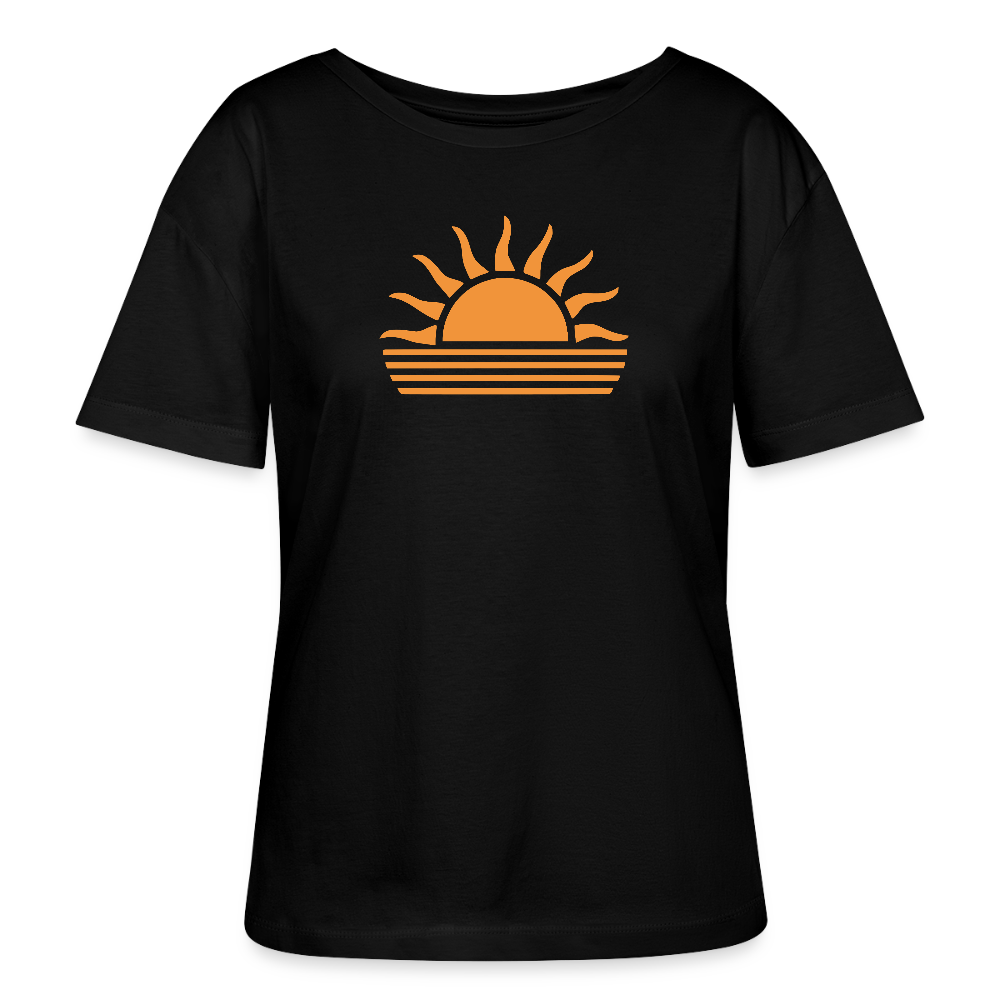Relaxed Rundhals Frauen Bio-T-Shirt -sunset- - Schwarz