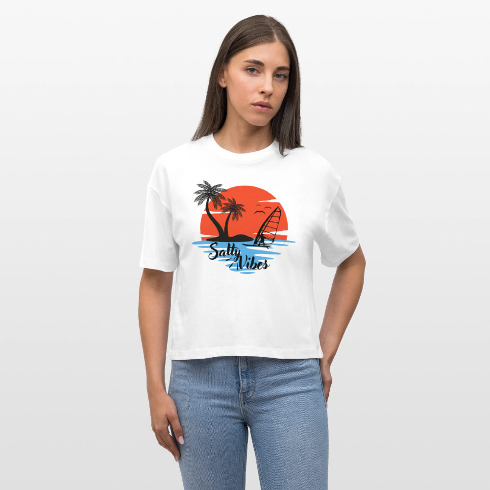 Frauen Boxy Bio-T-Shirt -salty vibes- - Weiß