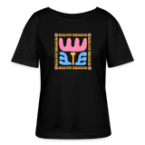 Relaxed Rundhals Frauen Bio-T-Shirt -wavy- - Schwarz