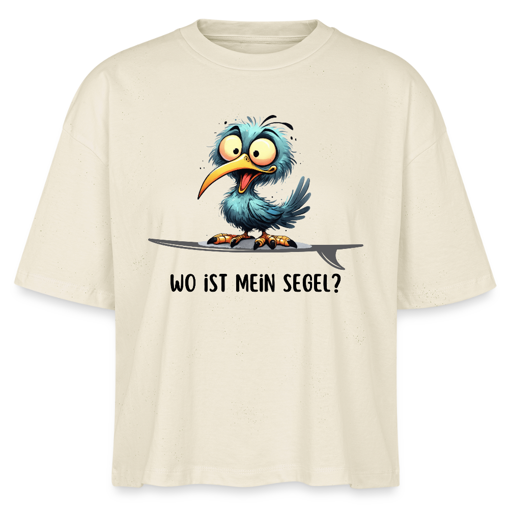 Frauen Boxy Bio-T-Shirt -Wo ist mein Segel?- - Weißgrau