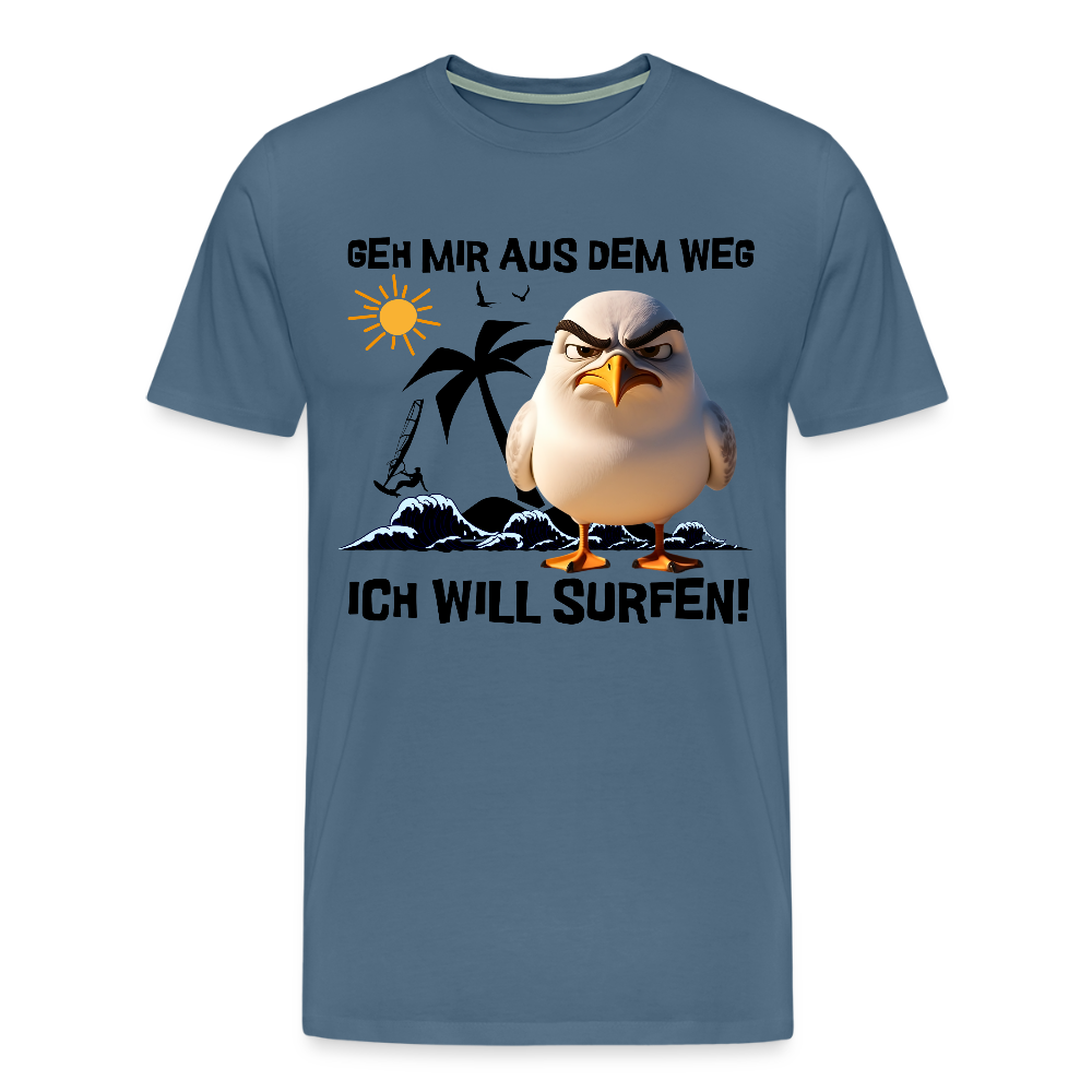 Männer Premium T-Shirt -ich will surfen- - Blaugrau
