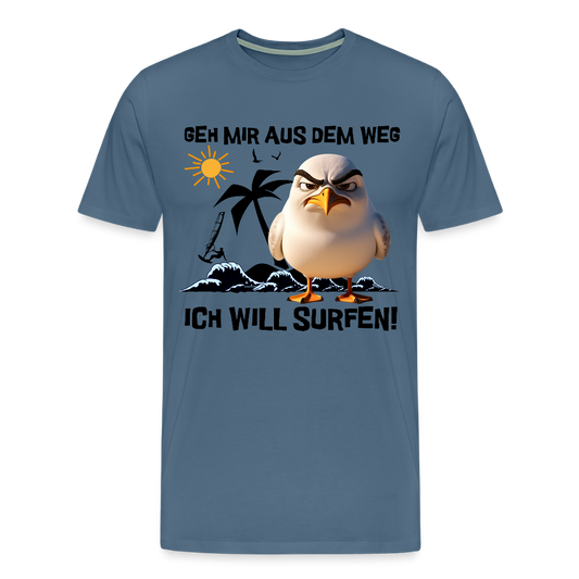 Männer Premium T-Shirt -ich will surfen- - Blaugrau