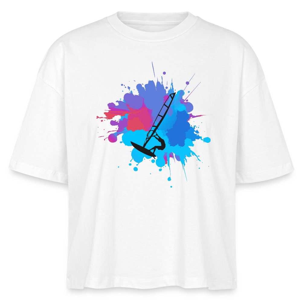 Frauen Boxy Bio-T-Shirt -Farbklecks- - Weiß