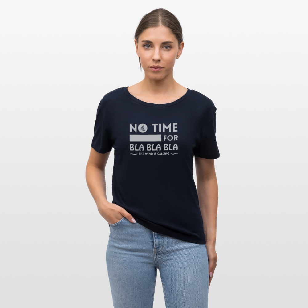 Relaxed Rundhals Frauen Bio-T-Shirt -bla bla bla- - Navy