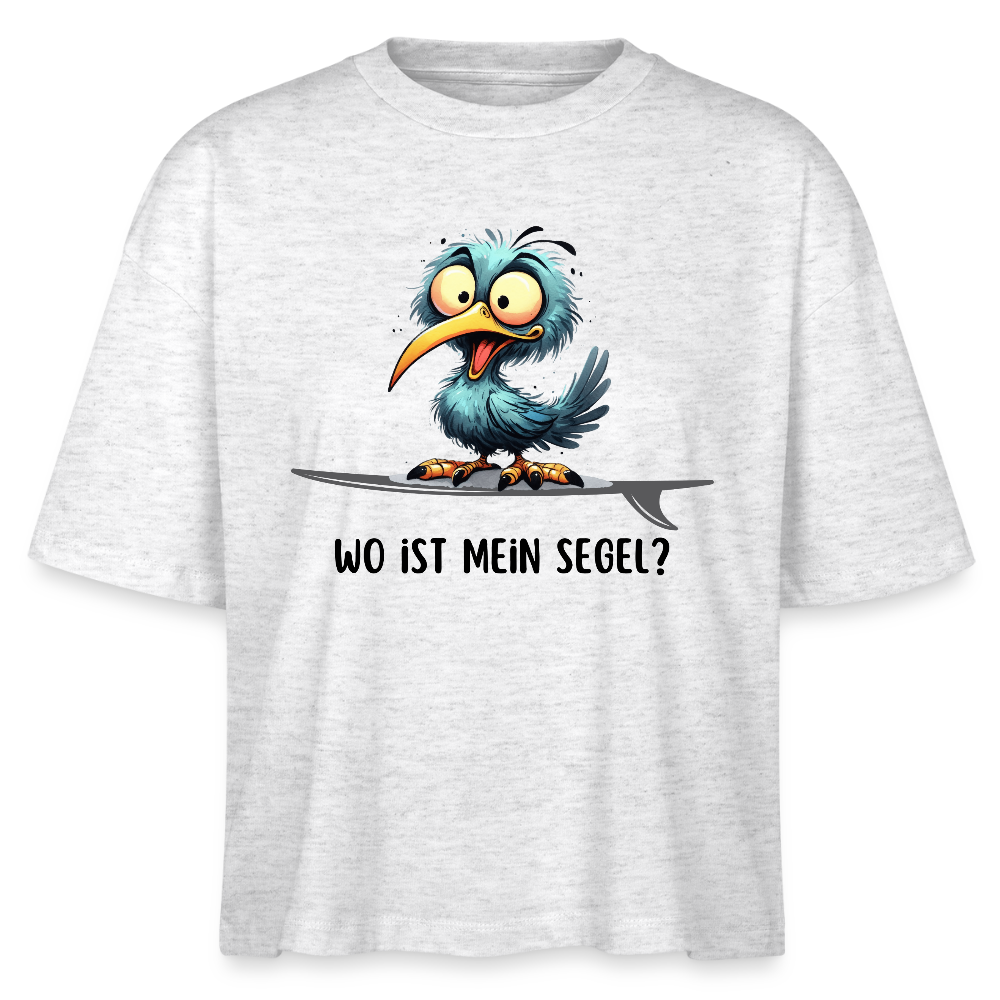 Frauen Boxy Bio-T-Shirt -Wo ist mein Segel?- - Weiß meliert