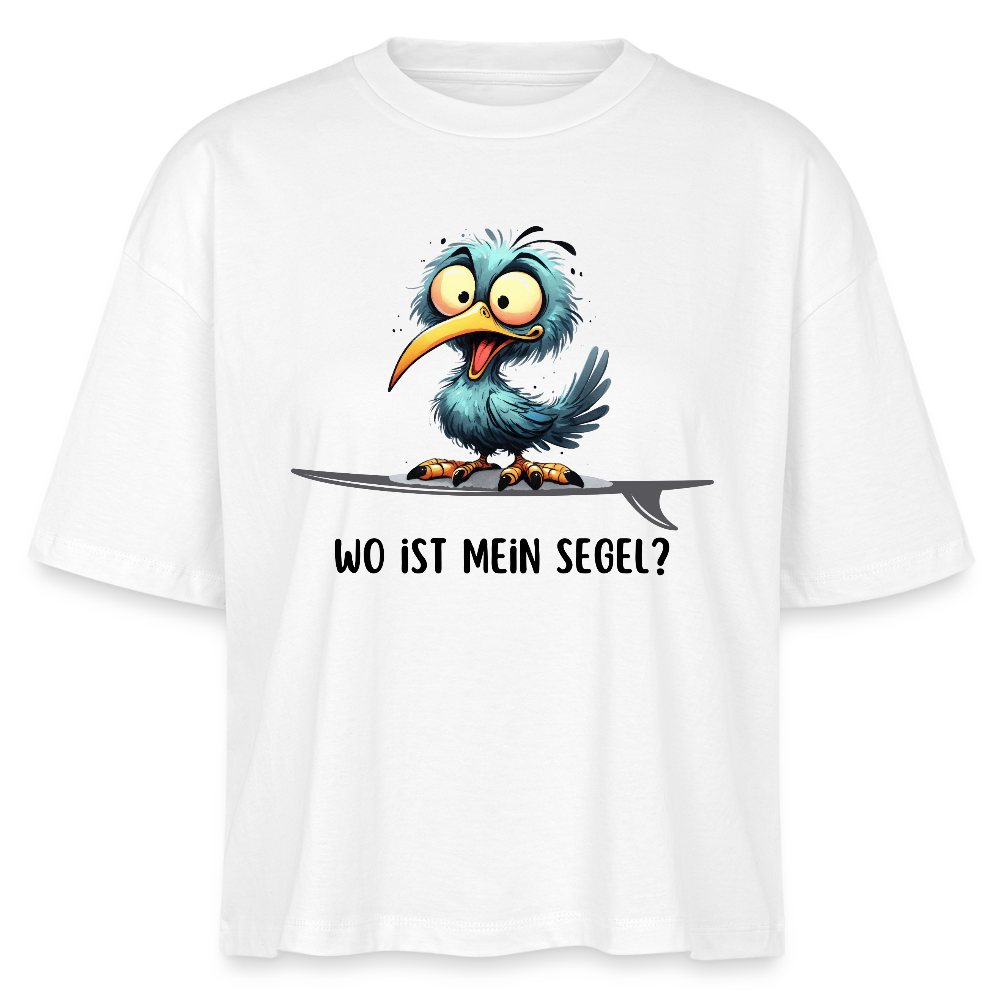 Frauen Boxy Bio-T-Shirt -Wo ist mein Segel?- - Weiß